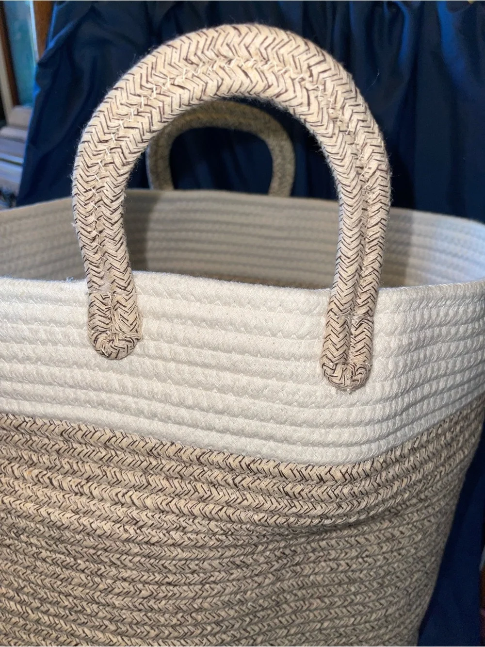 Two-Tone Cotton Rope Woven Storage Basket - Terracotta